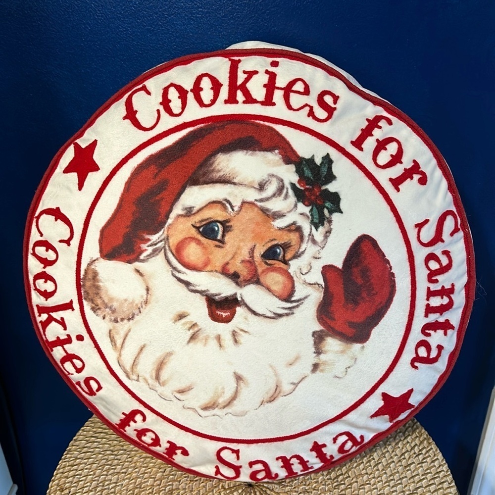 NWOT Saro Lifestyle Cookies For Santa Red & White Christmas Throw Pillow 17”